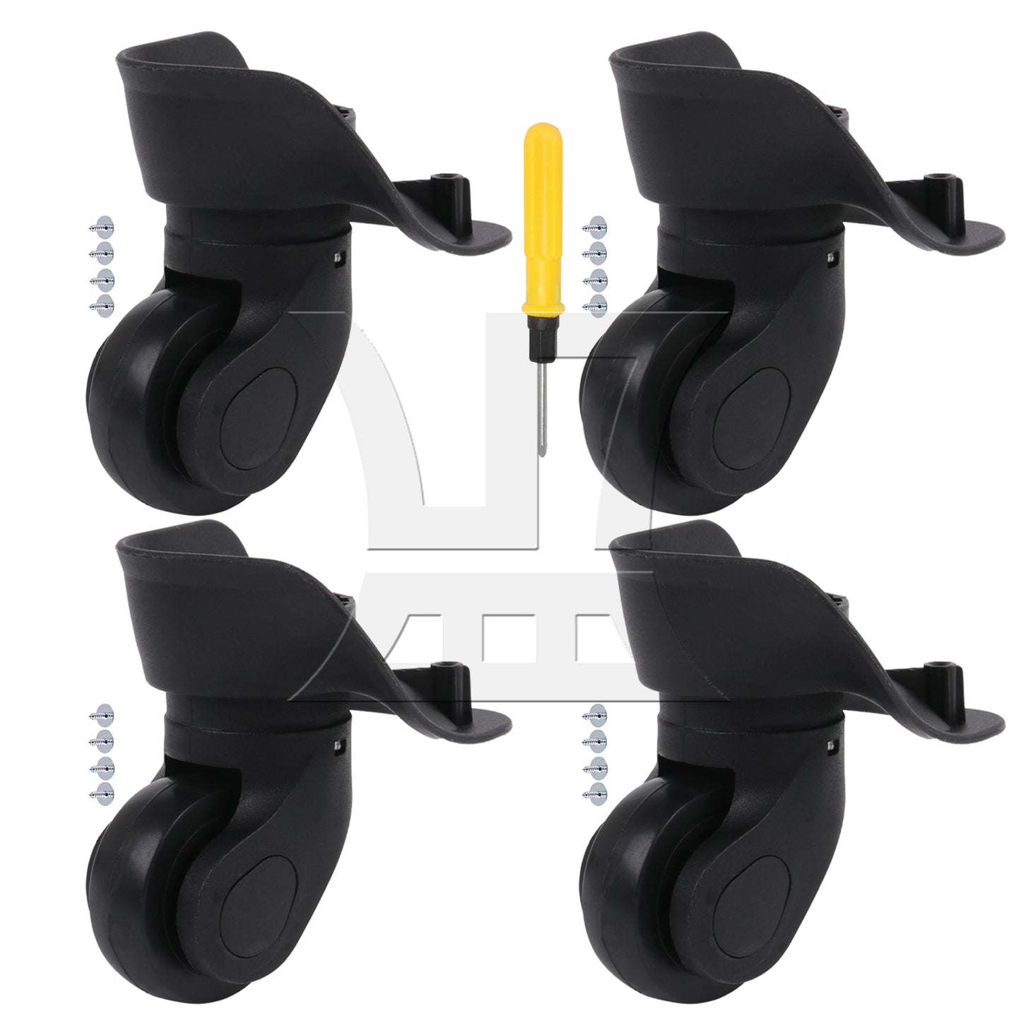 BQLZR Black Left Luggage Suitcase Wheels 360 Swivel Replacement W041-2S with 4 Screw