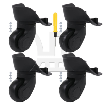 BQLZR Black Left Luggage Suitcase Wheels 360 Swivel Replacement W041-2S with 4 Screw