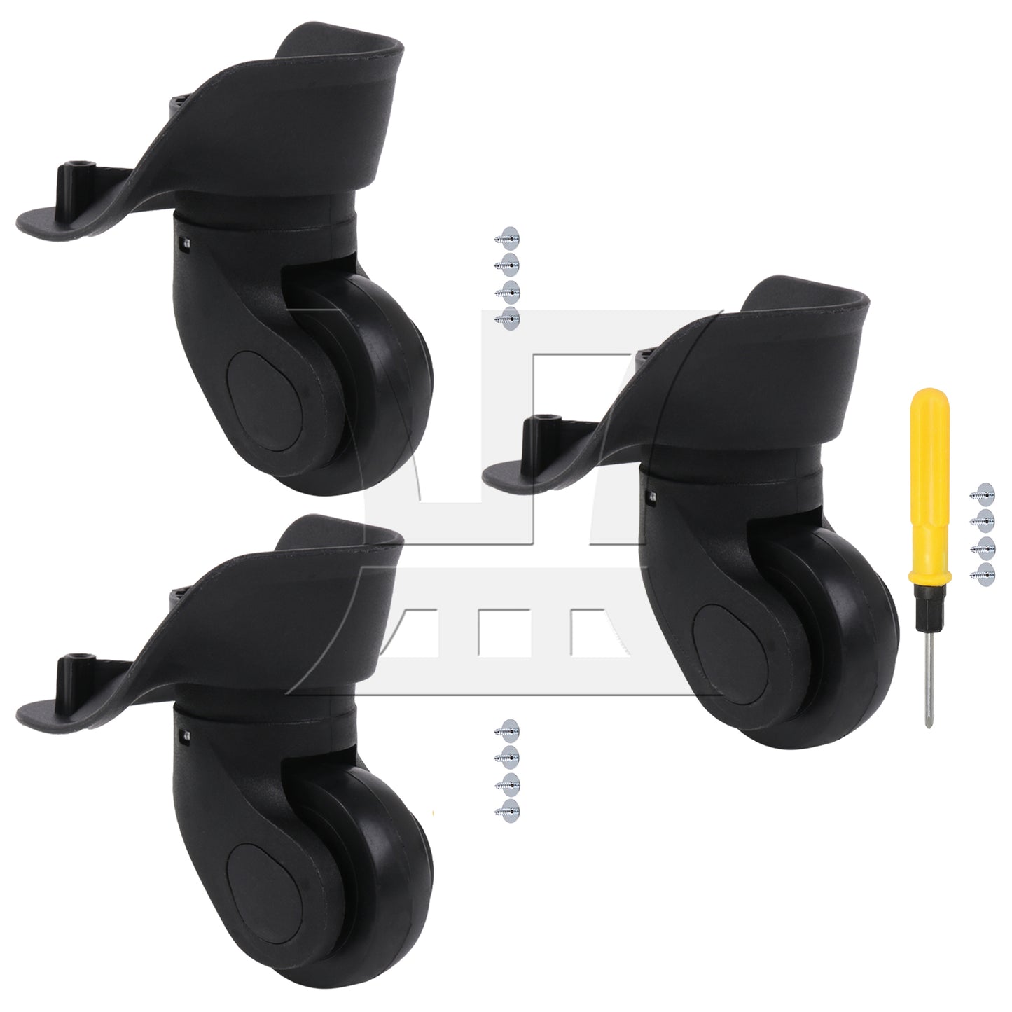 BQLZR Black Left Luggage Suitcase Wheels 360 Swivel Replacement W041-2S with 4 Screw