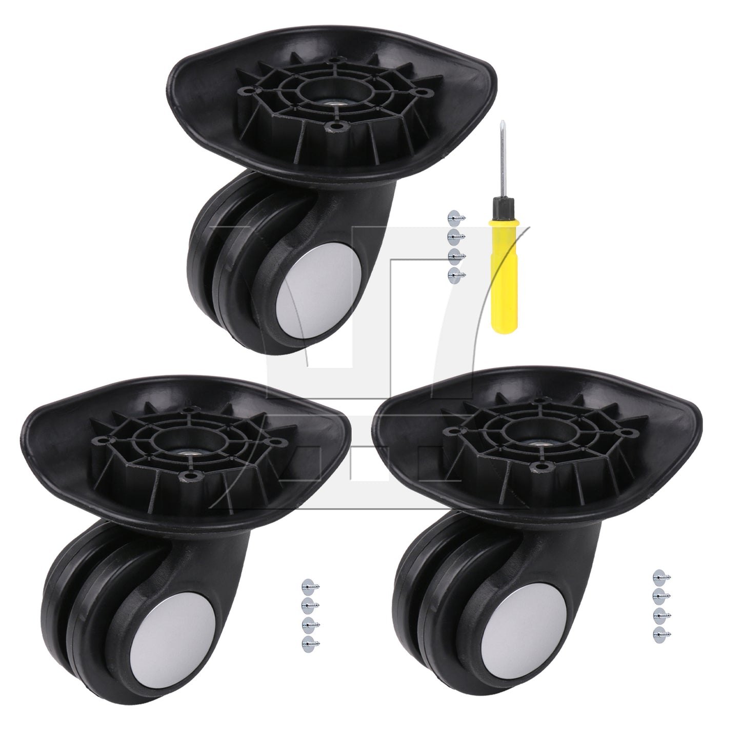 BQLZR 1 Left & 1 Right 95x92x50cm Black DIY Caster Wheel with 4 Holes