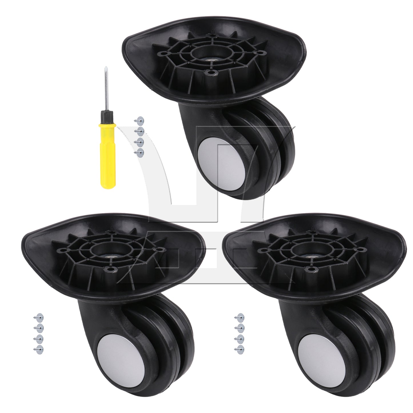 BQLZR 1 Left & 1 Right 95x92x50cm Black DIY Caster Wheel with 4 Holes