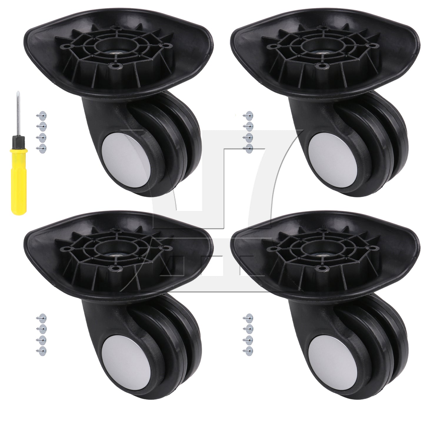 BQLZR 1 Left & 1 Right 95x92x50cm Black DIY Caster Wheel with 4 Holes