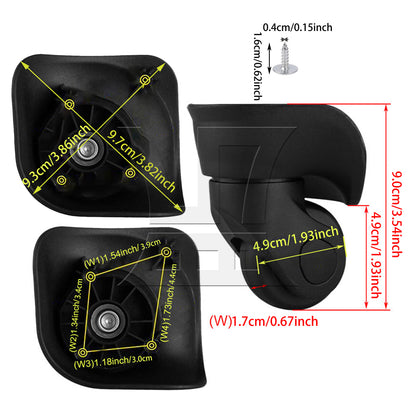 BQLZR 2Pieces Suitcase Luggage Caster Repair Mute Wheels 3.54" W041-S Right w/ Screw