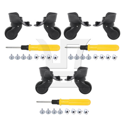 BQLZR Black Left Luggage Suitcase Wheels 360 Swivel Replacement W041-2S with 4 Screw