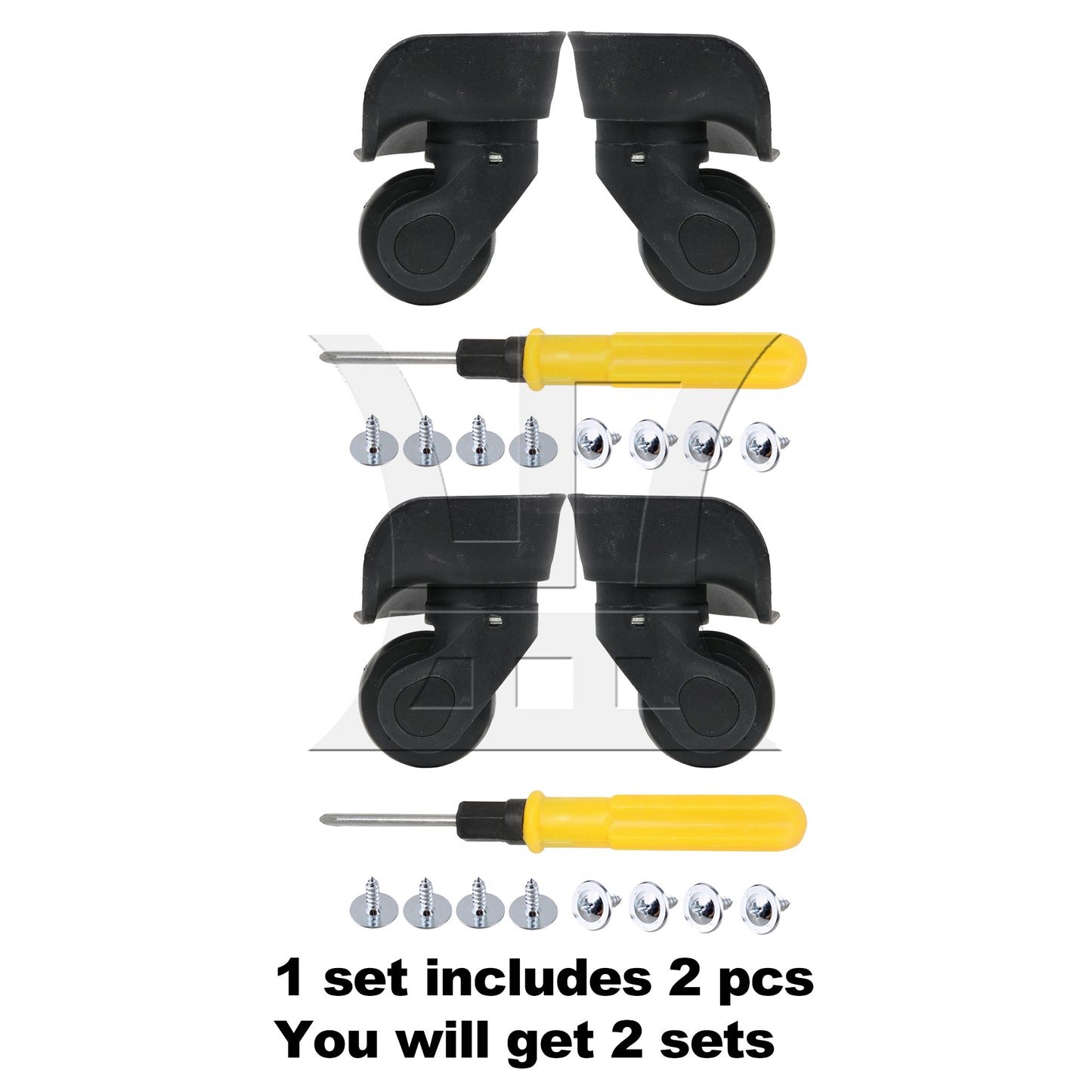 BQLZR Black Left Luggage Suitcase Wheels 360 Swivel Replacement W041-2S with 4 Screw