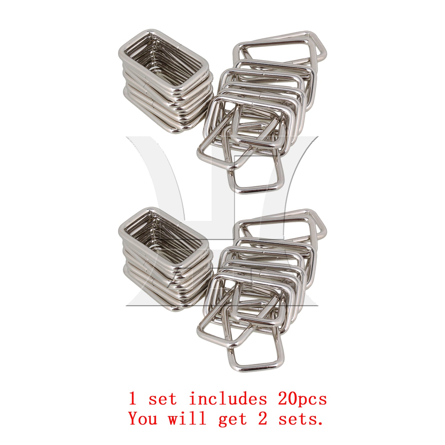 BQLZR 3.8cm Silver Metal Heavy Rectangle Rings for Handbags & Bags
