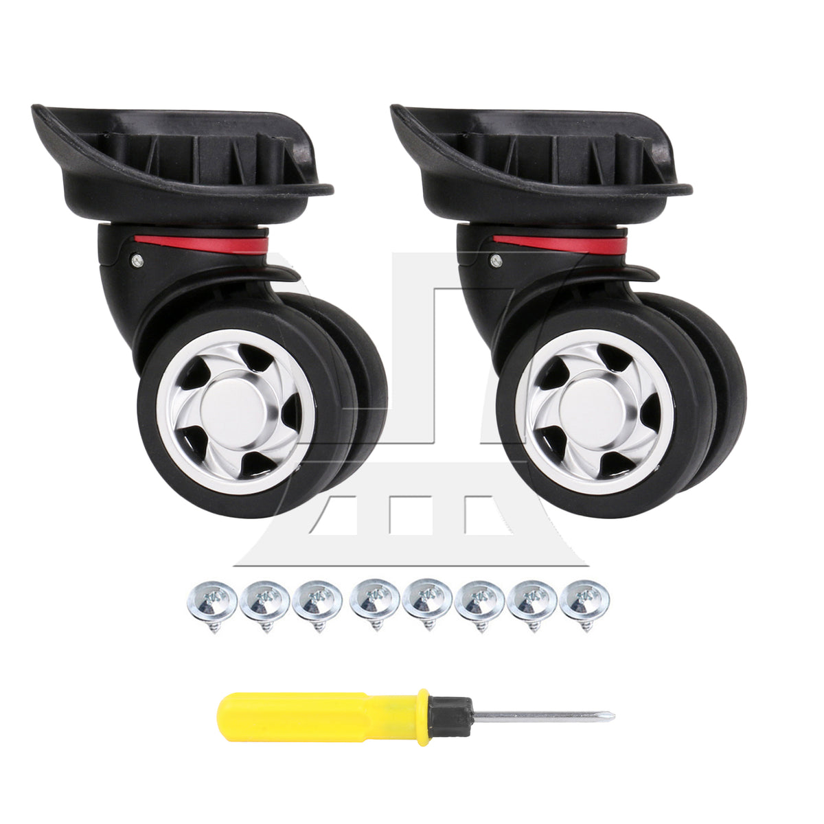 BQLZR Right Black Mute Luggage Wheel Plastic Flexible with 4 Screw Replacement W055