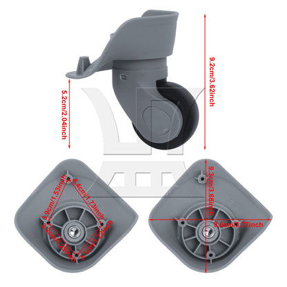BQLZ Metal Luggage Swivel Wheel 1R1L W041 Grey with 1pc Screwdriver for Suitcases