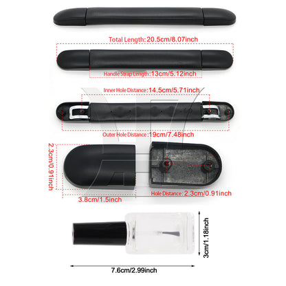 BQLZR 2 Sets 1pc Suitcase Handle 13cm B017 Black with 1pc Nail Polish Empty Tube 15ml for Toolkits