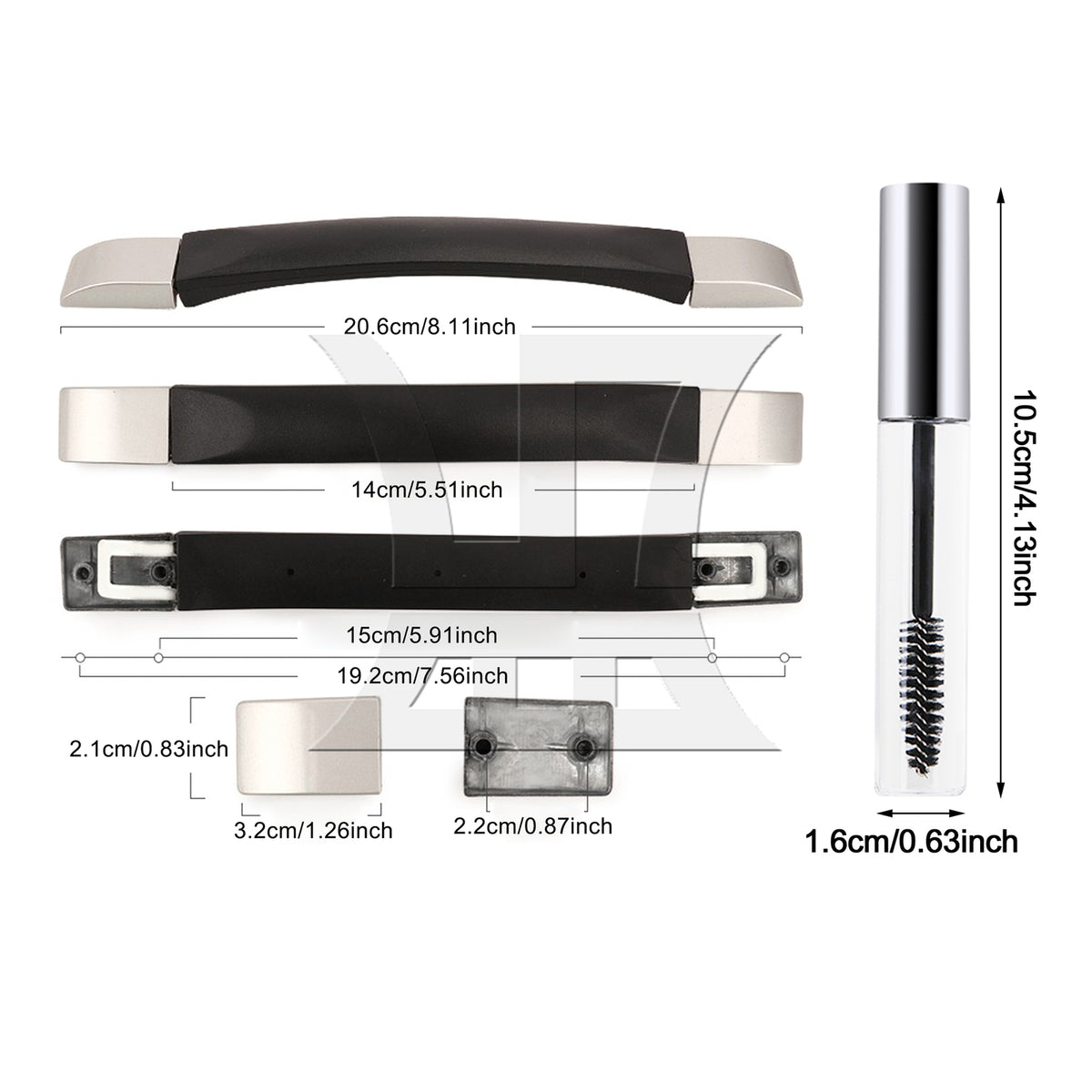 BQLZR 1set Suitcase Handle 14cm 115B Series B009 With Mascara Tube Black for Suitcase Handles Luggage Handles