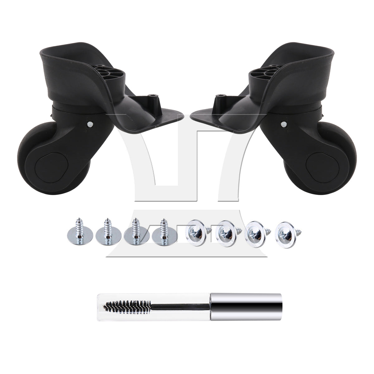 BQLZR 2pcs Luggage Swivel Wheels 1R1L 115W Series W041-2 Black Large with 1pc Mascara Tube 10ml for Replacing Damaged Accessories