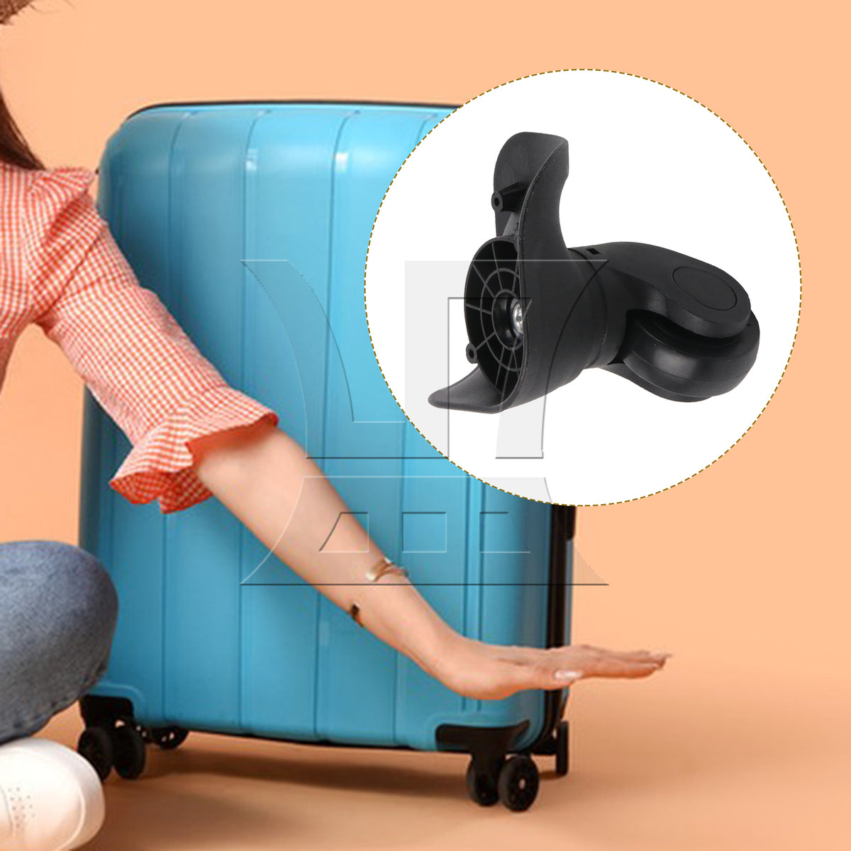 BQLZR 2pcs Luggage Swivel Wheels 1R1L 115W Series W041-2 Black Large with 1pc Mascara Tube 10ml for Replacing Damaged Accessories