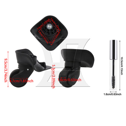 BQLZR 2pcs Luggage Swivel Wheels 1R1L 115W Series W041-2 Black Large with 1pc Mascara Tube 10ml for Replacing Damaged Accessories