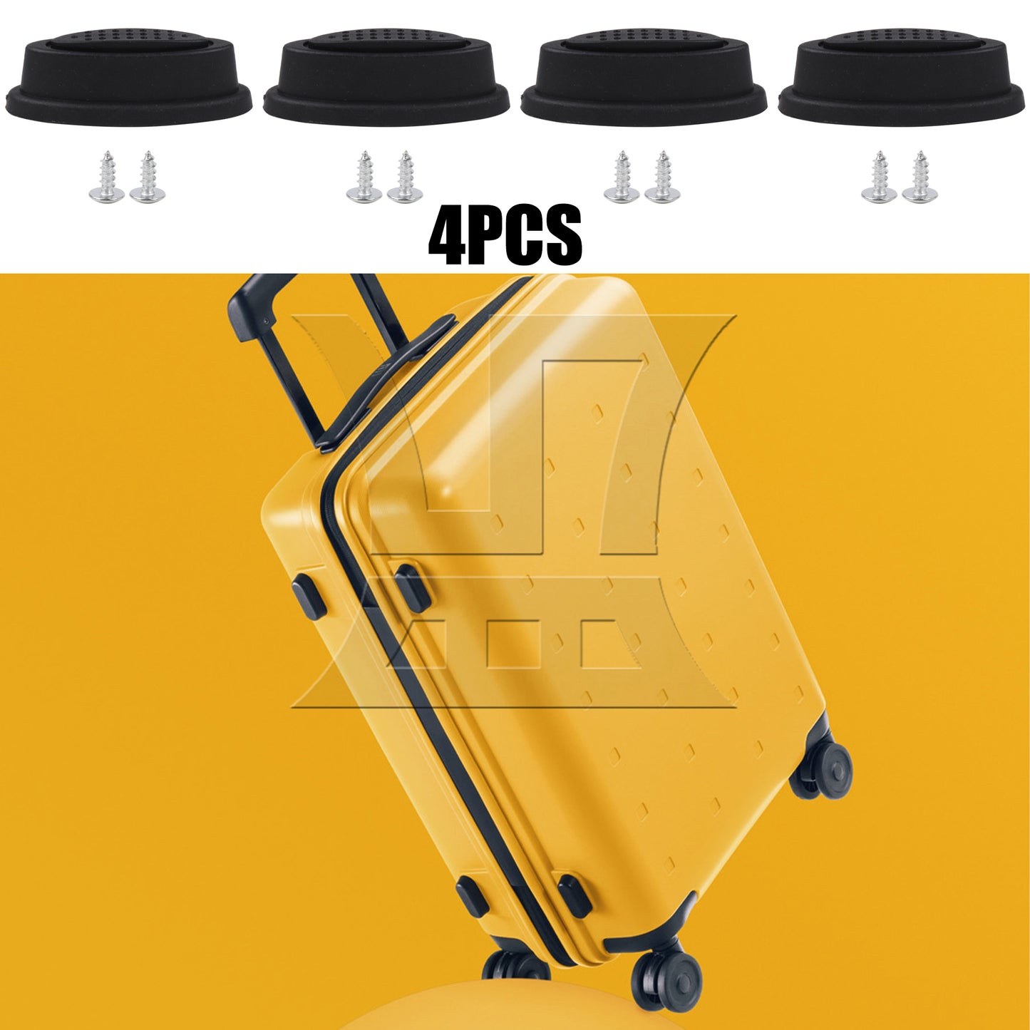 BQLZR Black Luggage Bracket Side Feet Pads Plastic Rubber with 4 Screw