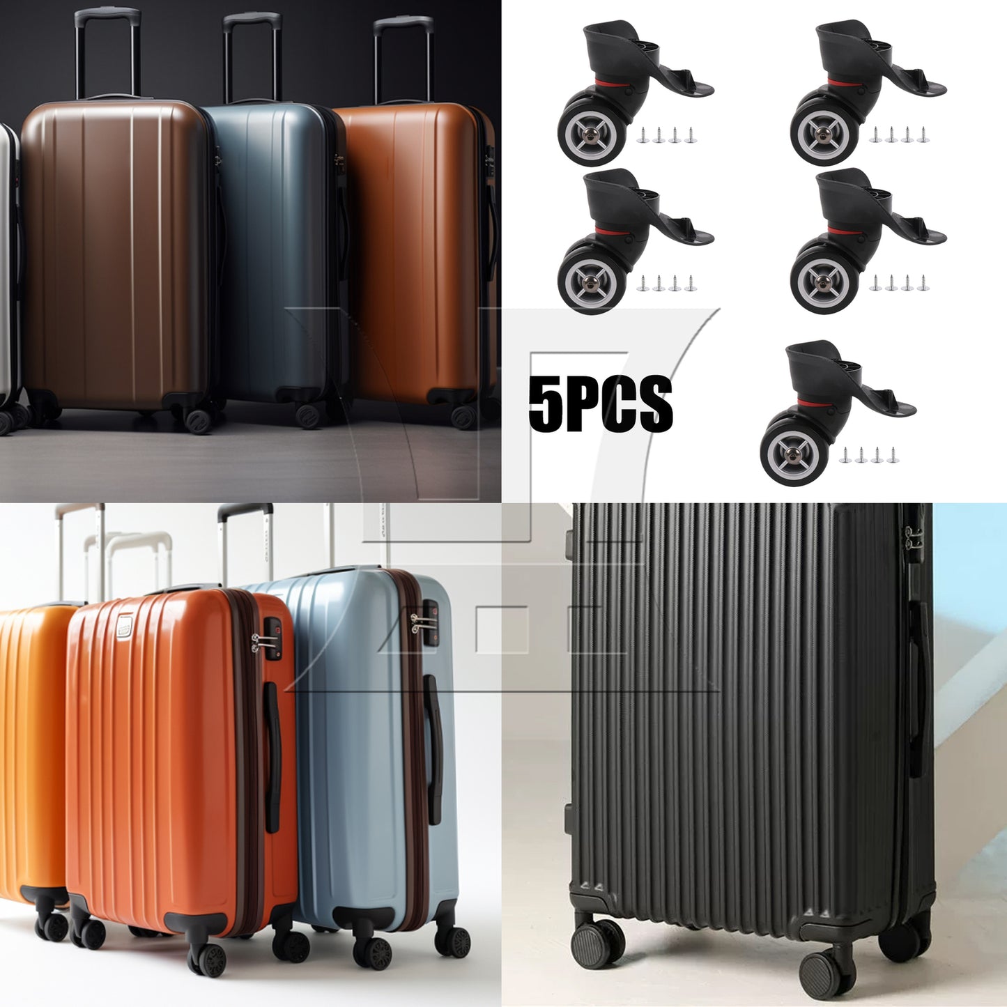 BQLZR Swivel Left Luggage Wheel Suitcase Replacement Repair Wheels W042 Black