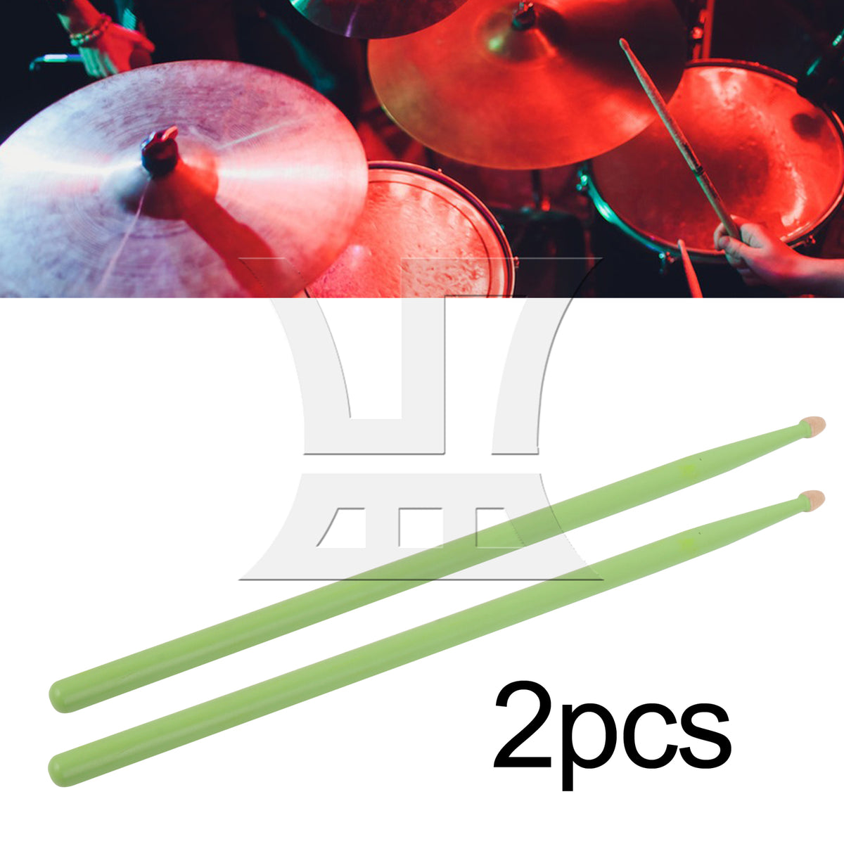 BQLZR 2pcs Wooden Drum Sticks 5A Green for Rock Jazz Blues
