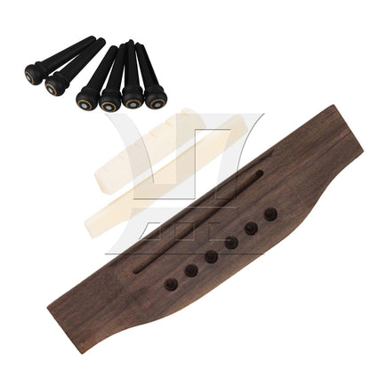 BQLZR Saddle & Nut String Rosewood Bridge Ebony Pins for Acoustic Guitar