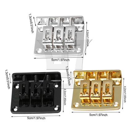 BQLZR Zinc Alloy Bridge for 3 String Electric Guitar Part with 12 Screws