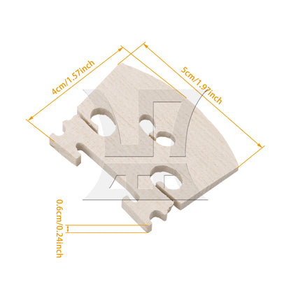 BQLZR 4/4 Violin Semi Fitted Fiddle String Wooden Bridge 1.85x1.57x0.24inch