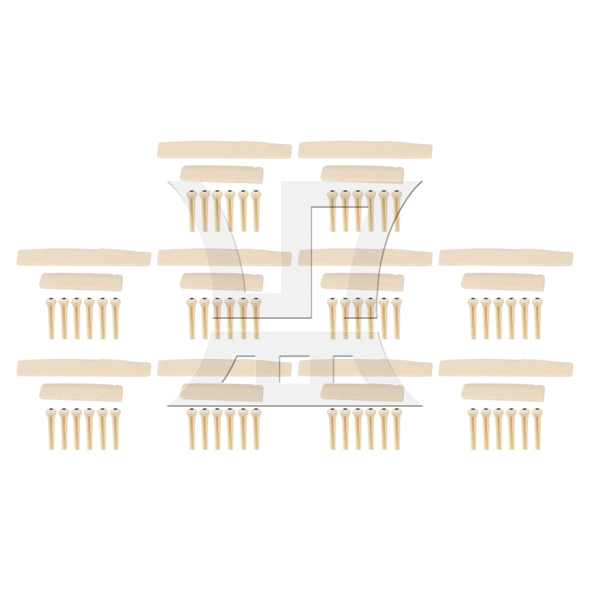 BQLZR 10Pieces Bridge Saddles & 10x Nuts & 60 Pins Plastic Set for Acoustic Guitar