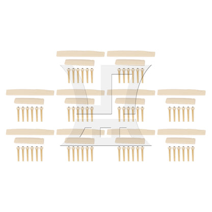 BQLZR 10Pieces Bridge Saddles & 10x Nuts & 60 Pins Plastic Set for Acoustic Guitar