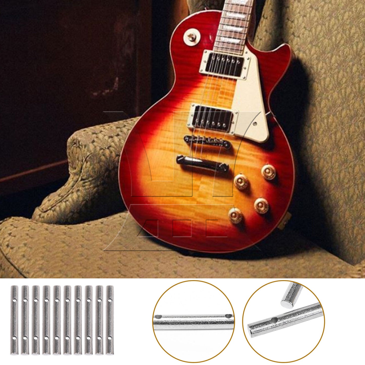 BQLZR 10 Pieces 1.77Inch Length Headstock Retainer Bar for Electric Guitar Chrome