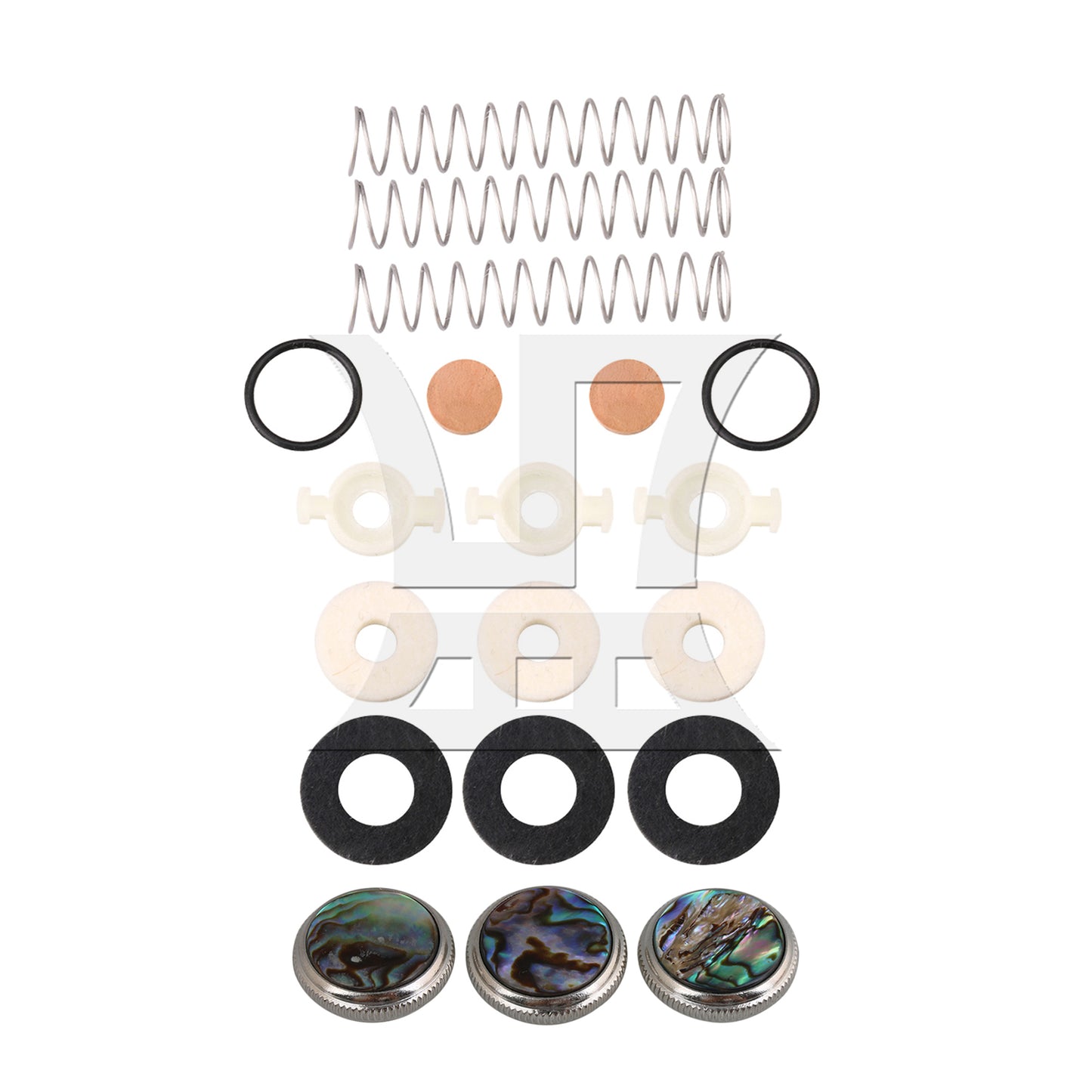 BQLZR Bb Trumpet Spring Kit Felt Washer Abalone Shell Finger Button Set of 19