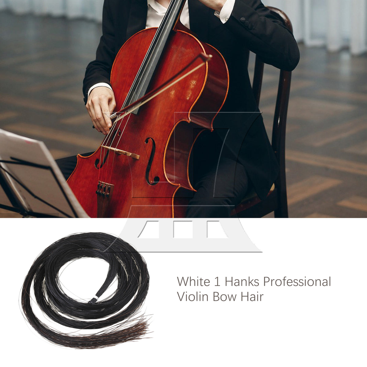 BQLZR 2 Pieces Violin Horse Tail Bow Hair Replacement Parts 31 to 31.5 Inch Black