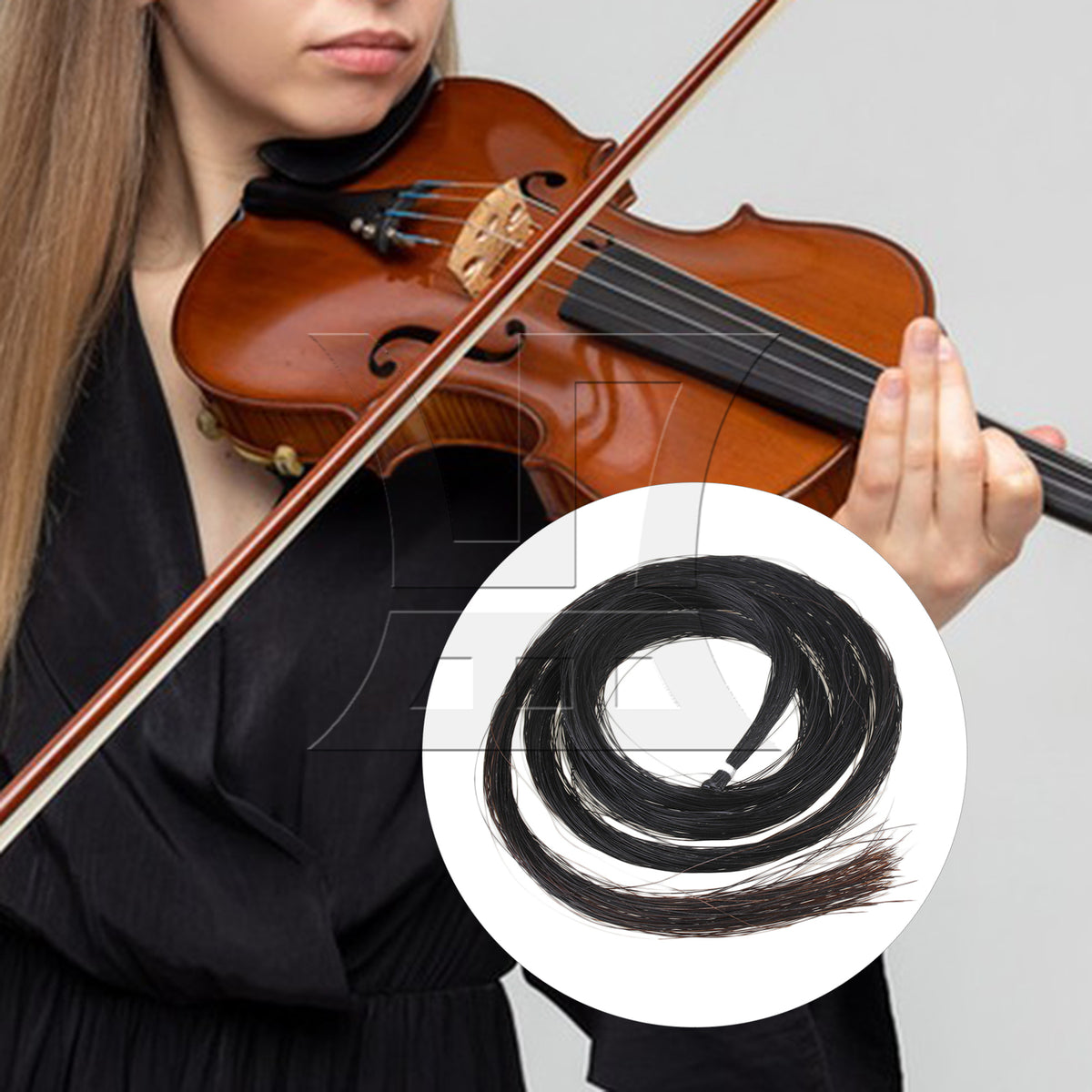 BQLZR 2 Pieces Violin Horse Tail Bow Hair Replacement Parts 31 to 31.5 Inch Black