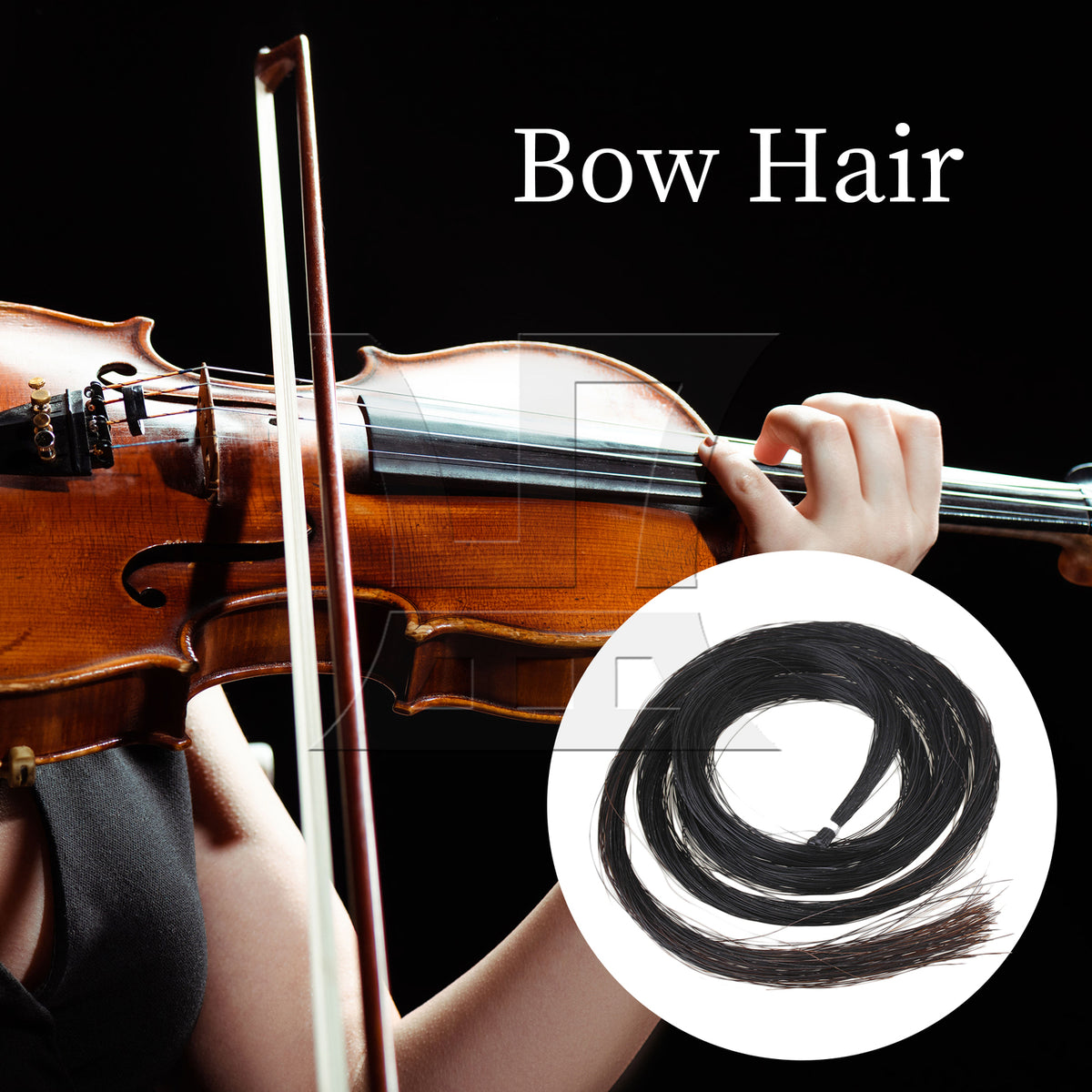 BQLZR 2 Pieces Violin Horse Tail Bow Hair Replacement Parts 31 to 31.5 Inch Black