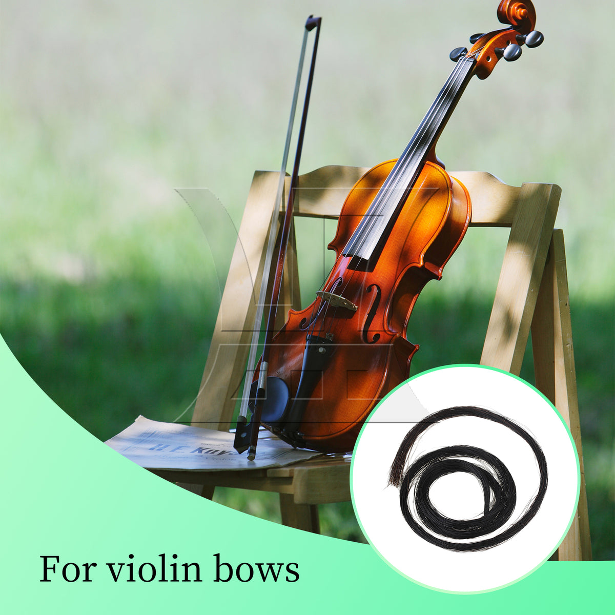 BQLZR 2 Pieces Violin Horse Tail Bow Hair Replacement Parts 31 to 31.5 Inch Black