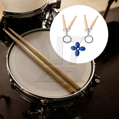 BQLZR 2 x Practice Set Wood Drum Stick Keychain w/ Rubber Mute Drumstick Silent End