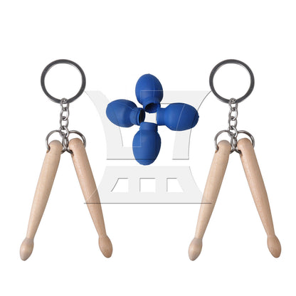 BQLZR 2 x Practice Set Wood Drum Stick Keychain w/ Rubber Mute Drumstick Silent End
