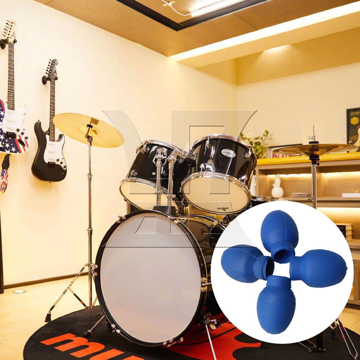 BQLZR 2 x Practice Set Wood Drum Stick Keychain w/ Rubber Mute Drumstick Silent End