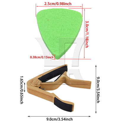 BQLZR 6 Pieces Felt Guitar Picks Green for Electric Acoustic Bass with Strings Capo
