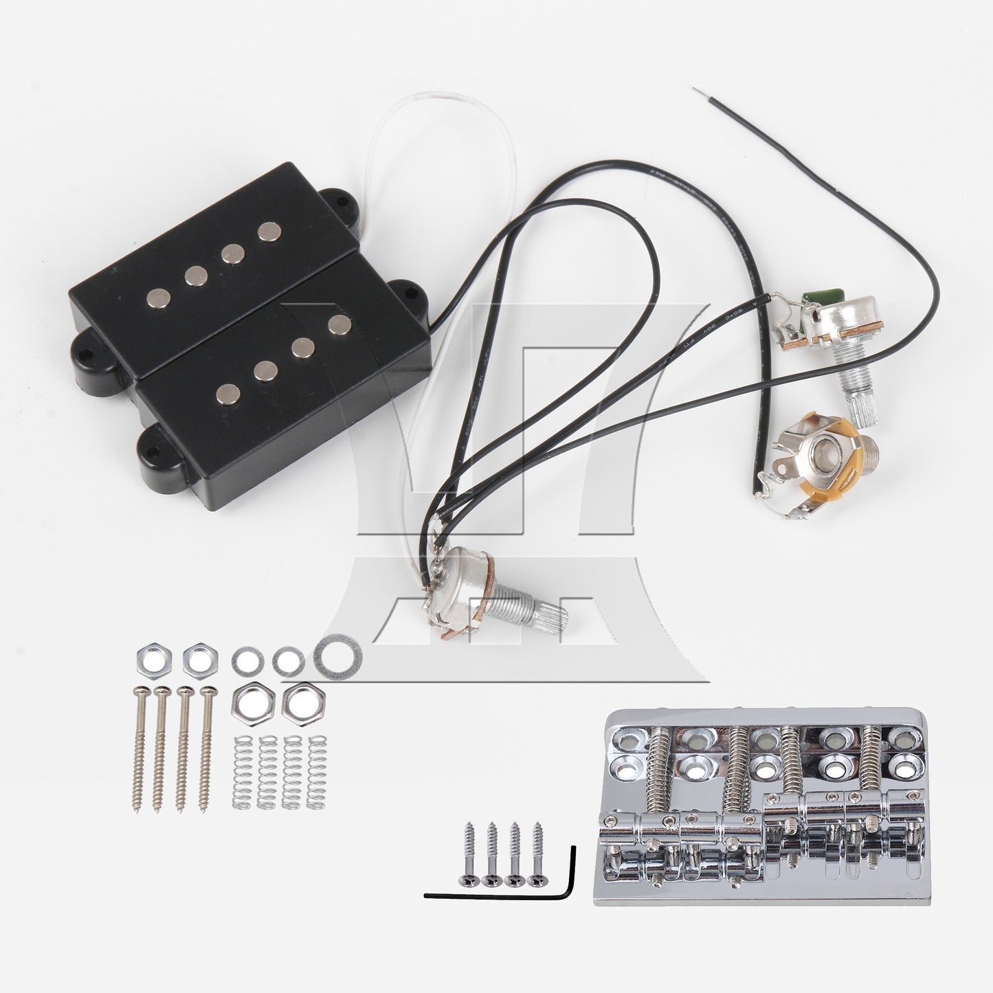 BQLZR Prewired Neck & Bridge Humbucker Pickups Set w/ Bass Bridg for 4-string Bass
