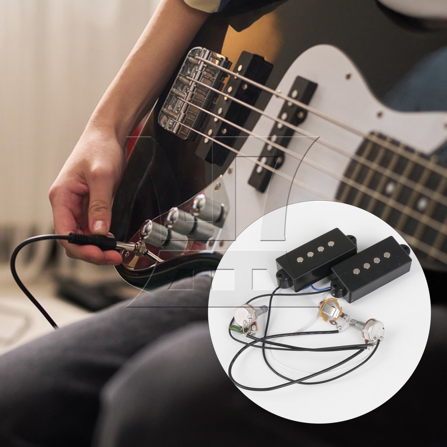 BQLZR Prewired Neck & Bridge Humbucker Pickups Set w/ Bass Bridg for 4-string Bass