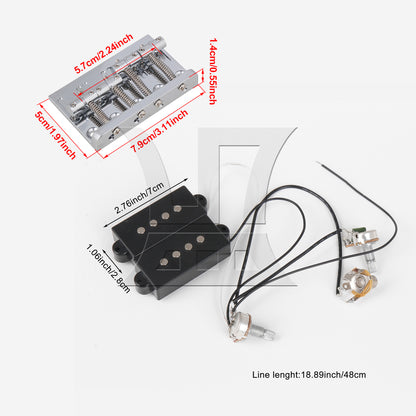 BQLZR Prewired Neck & Bridge Humbucker Pickups Set w/ Bass Bridg for 4-string Bass