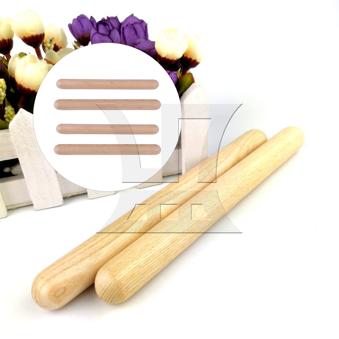 BQLZR 4Pieces Wood Claves Drum Sticks for Drummers or Beginners 7.87" x 0.75"