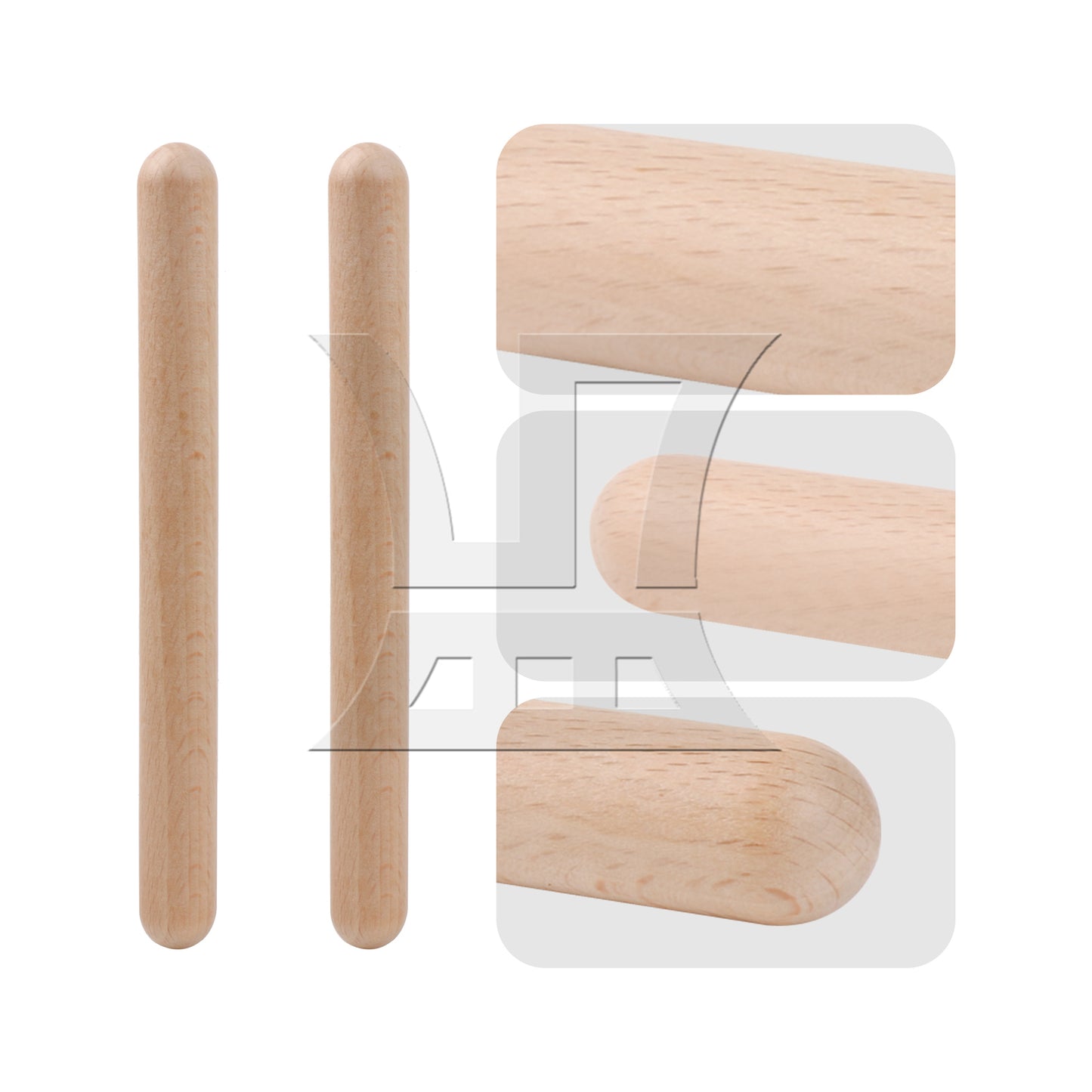 BQLZR 4Pieces Wood Claves Drum Sticks for Drummers or Beginners 7.87" x 0.75"