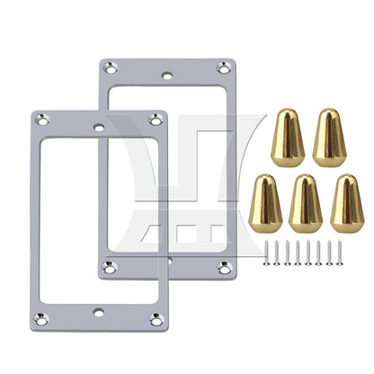 BQLZR Flat Guitar Pickup Mount Rings Frame Replacement Chrome 3.62" x 1.77"