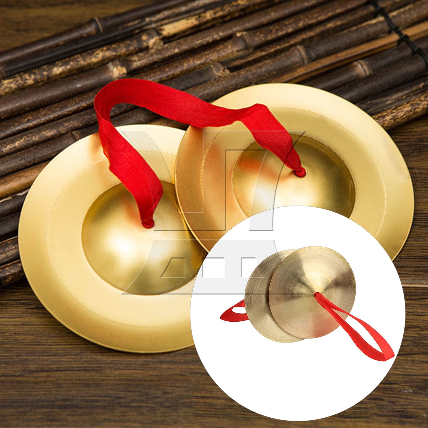 BQLZR 4 Pieces Brass Crash Cymbals for Dancing Music Lovers 3.5 Inch Diameter Set