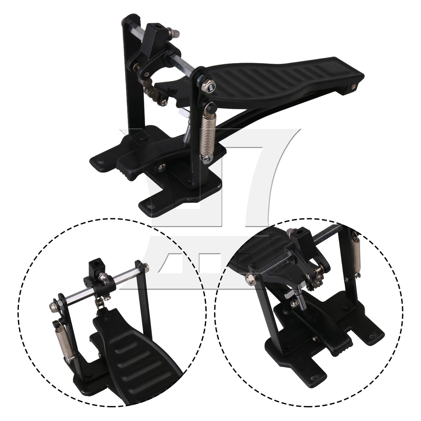 BQLZR 2 Pieces Aluminum Drum Pedal w/ Drumstick Mallet for Music Lovers Black Set
