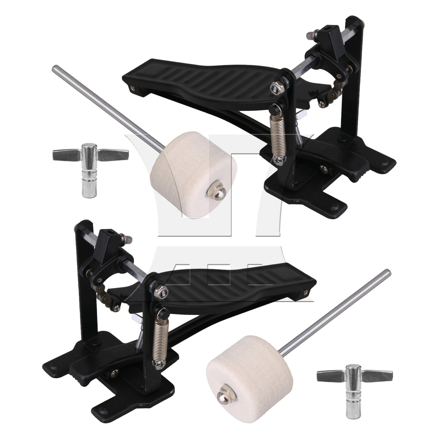 BQLZR 2 Pieces Aluminum Drum Pedal w/ Drumstick Mallet for Music Lovers Black Set
