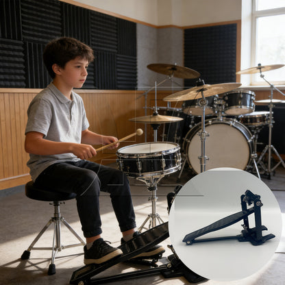 BQLZR 2 Pieces Aluminum Drum Pedal w/ Drumstick Mallet for Music Lovers Black Set