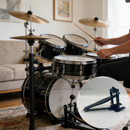 BQLZR 2 Pieces Aluminum Drum Pedal w/ Drumstick Mallet for Music Lovers Black Set