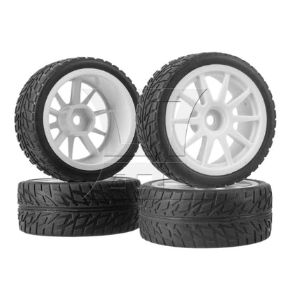 BQLZR 4pcs RC 1:10 On-Road Racing Car Flame Pattern Rubber Tyre Black RC Tire