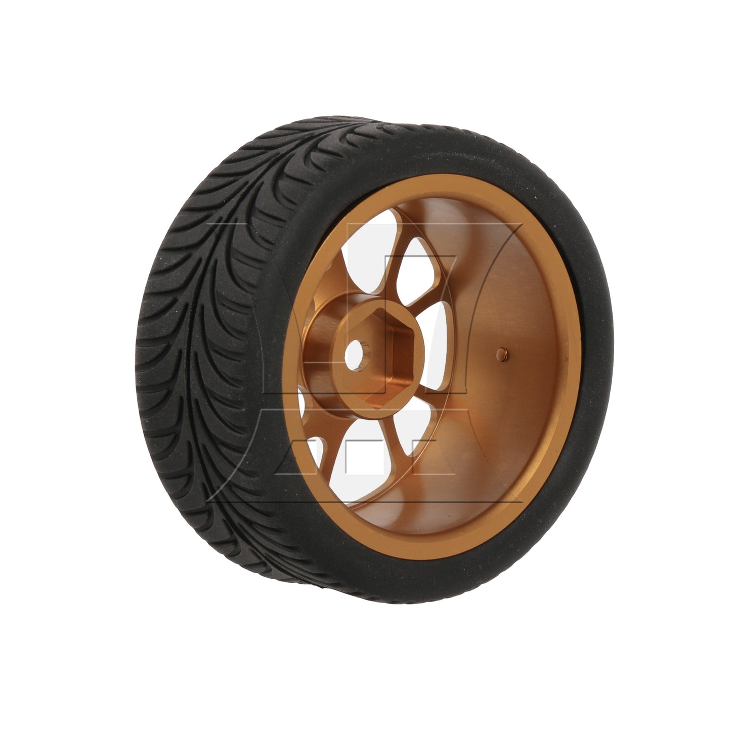 BQLZR  RC1:10 On-Road Car Gold 10-Spoke Wheel Rim & Leaf Pattern Rubber Tires