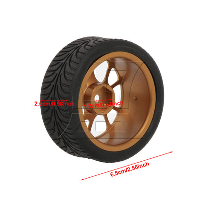 BQLZR  RC1:10 On-Road Car Gold 10-Spoke Wheel Rim & Leaf Pattern Rubber Tires