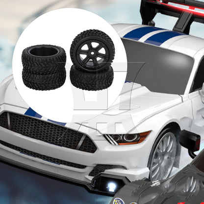 BQLZR 4x RC1:10 Plastic 6-Spoke Wheel Rim w/ Rubber Tyre Kit for On Road & Rally Car
